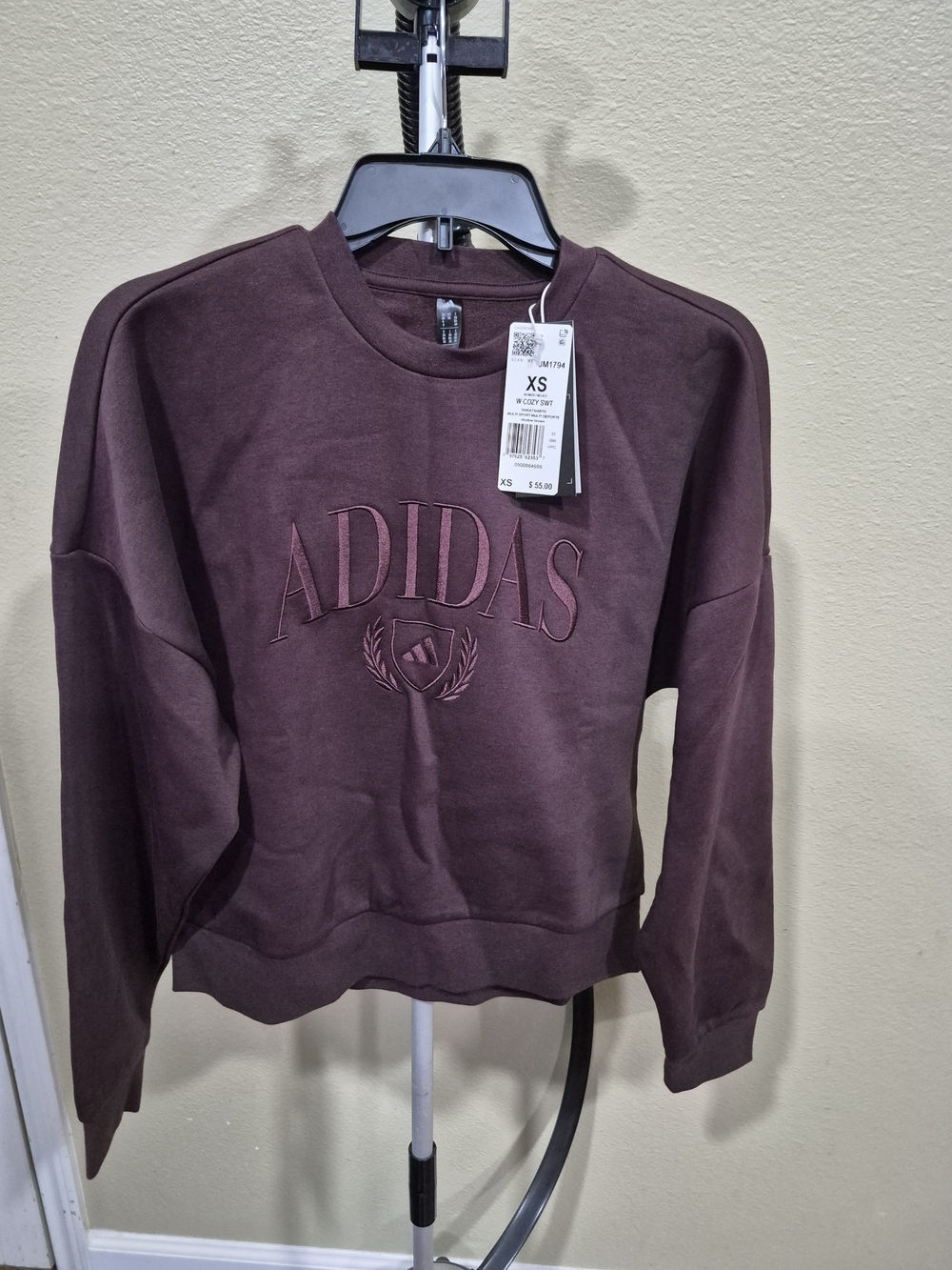Adidas Women's Crewneck Sweatshirt in Deep Brown Size XS